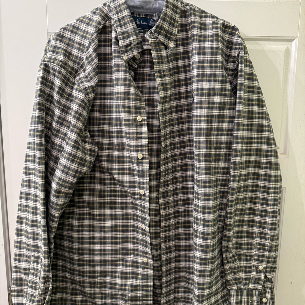Vintage Ralph Lauren Green and Yellow Plaid Shirt